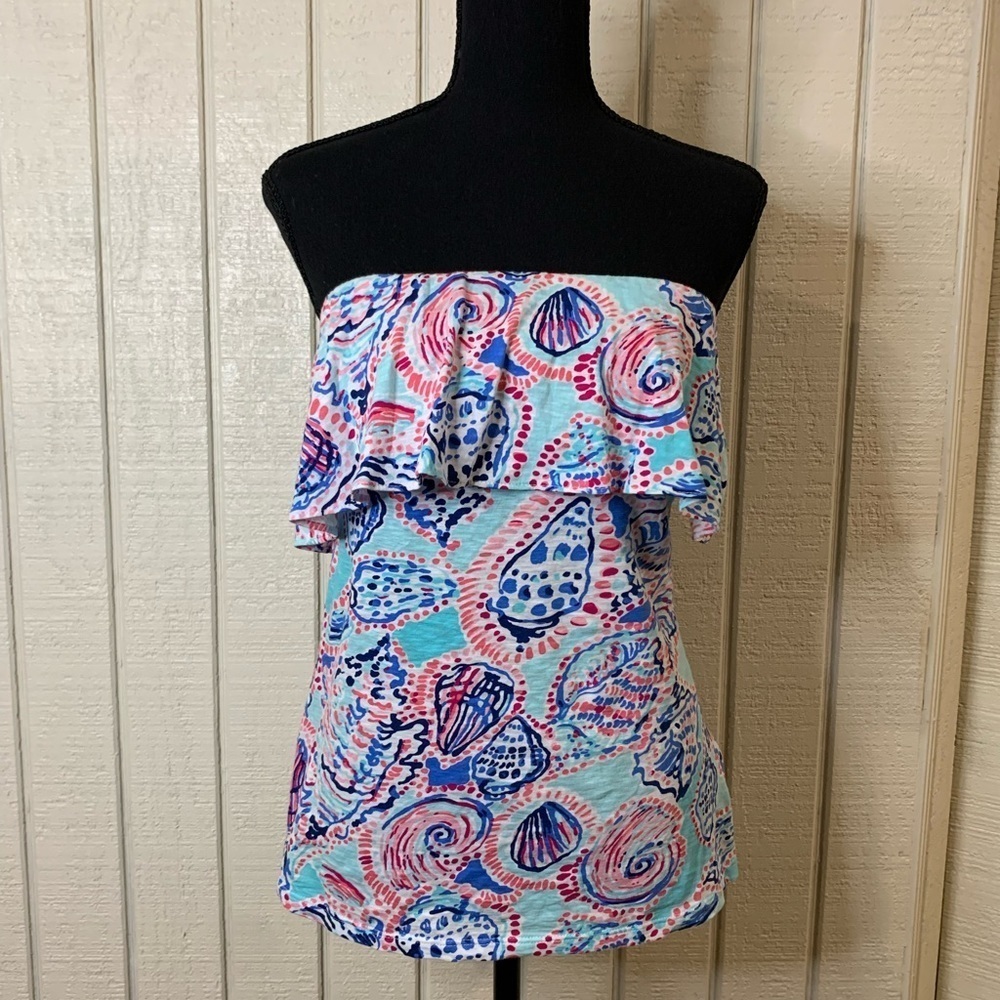 Lilly Pulitzer Shell Me About It Flutter Tube Top, size small.